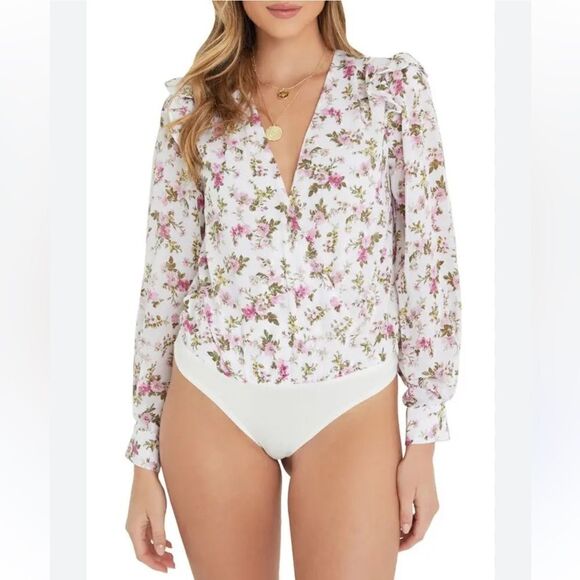 Vici Tops - VICI floral chiffon bodysuit L